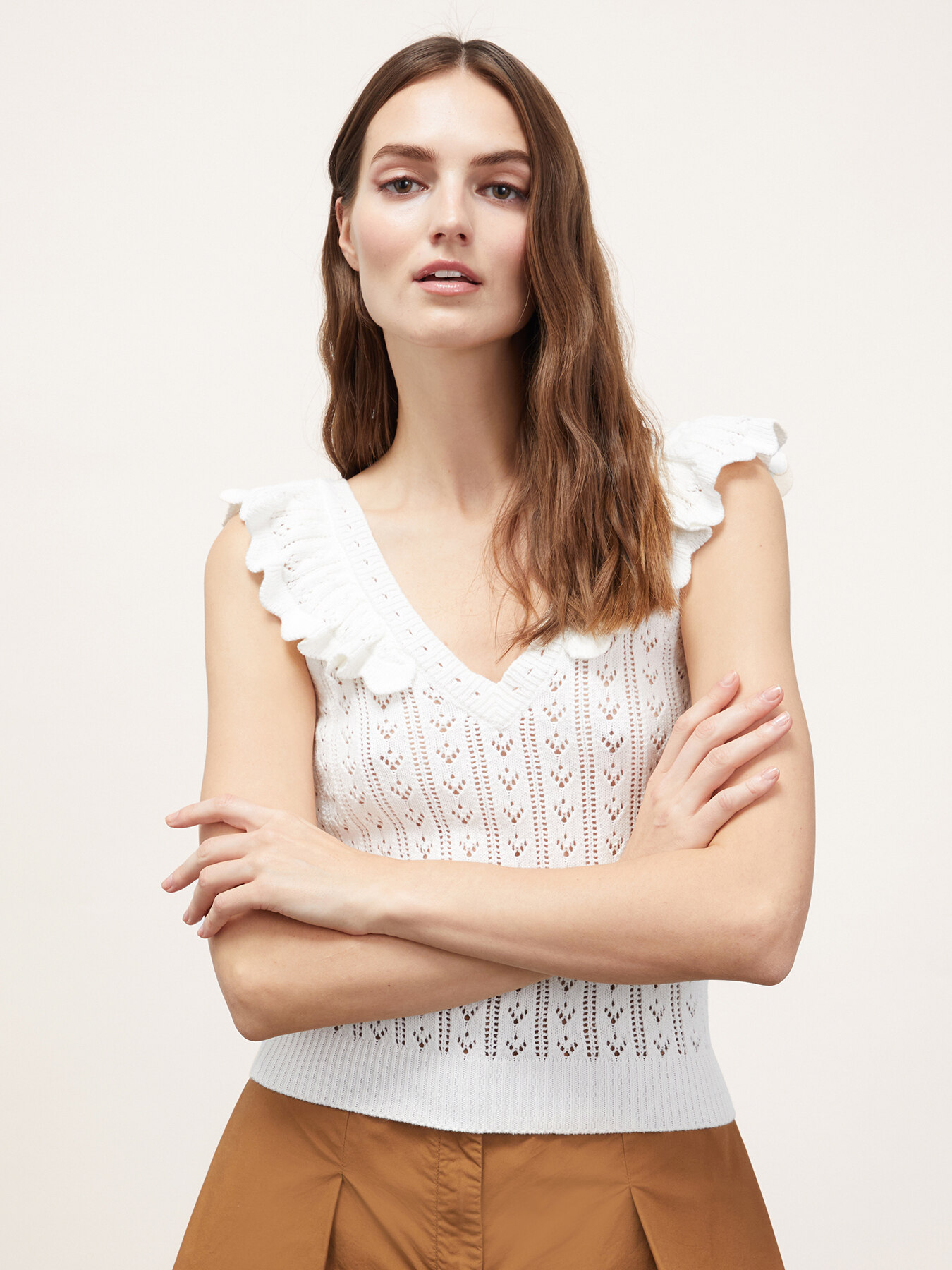 Top ad uncinetto motivo rouches image number 0