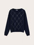Diamond-pattern sweater with rhinestone appliqu&eacute;s image number 4