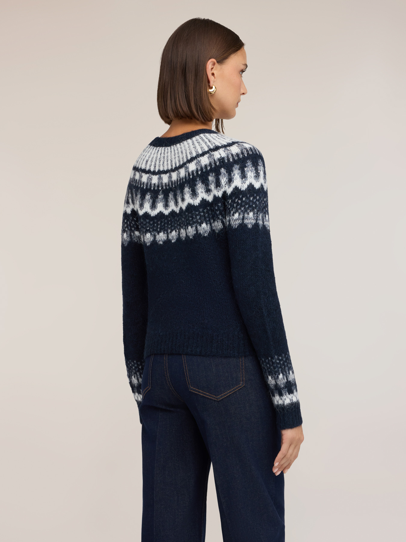 Fair isle sweater in alpaca blend with sequins image number 1