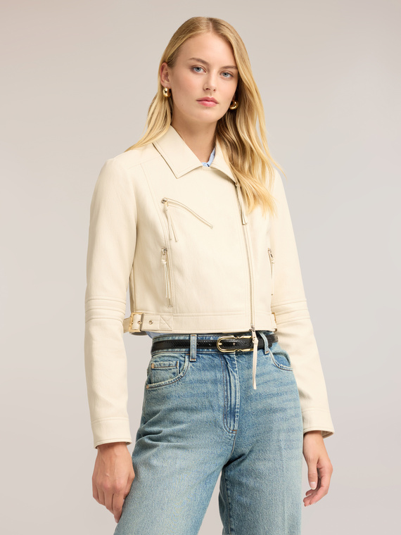 Bikerjacke mit asymmetrischem Rei&szlig;verschluss