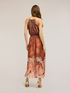 Long satin dress with print image number 1