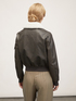 Coated fabric bomber jacket with plush cowl image number 1