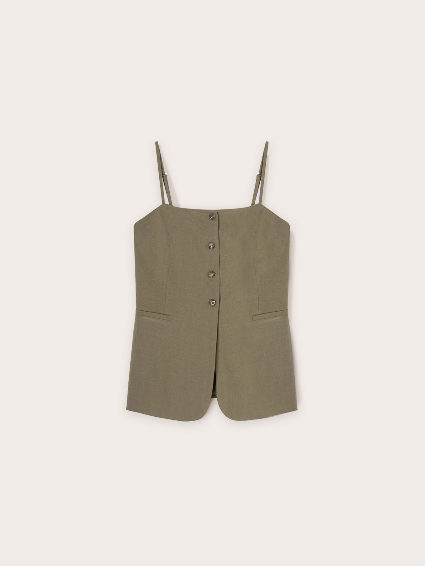 Top misto lino con bottoni image number 4