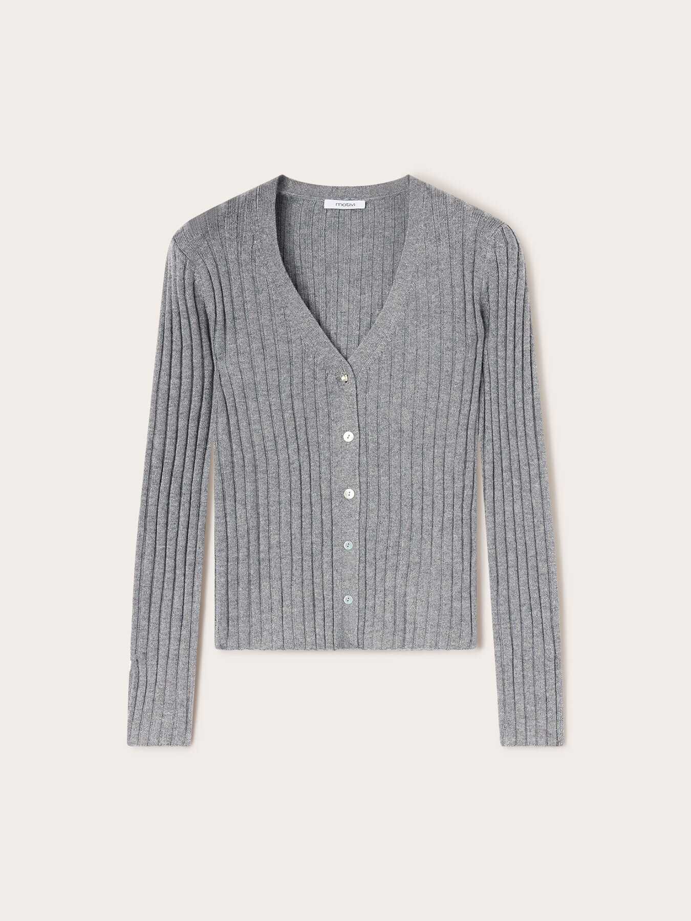 Short ribbed wool blend cardigan image number 4