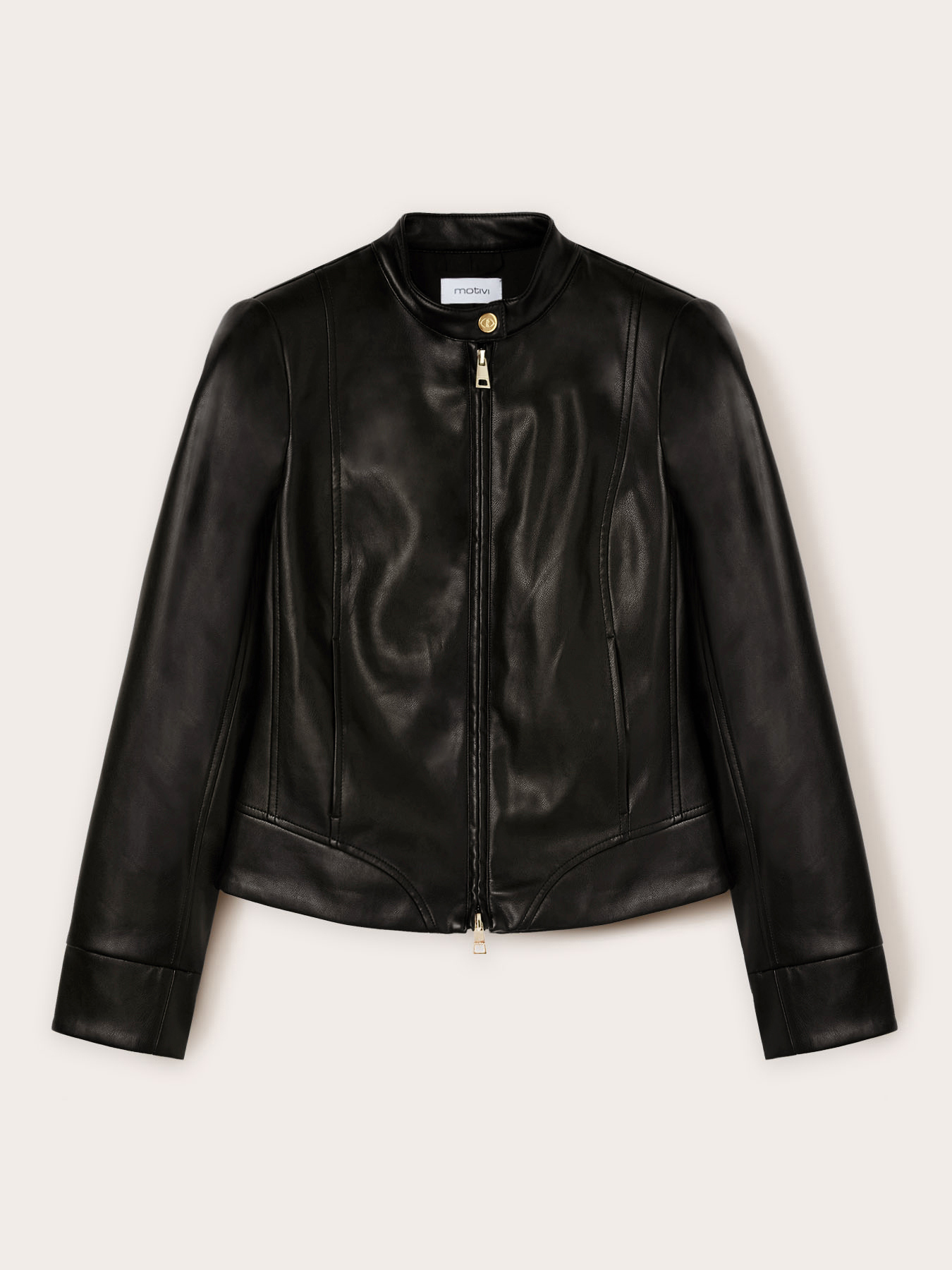 Blouson en tissu enduit avec découpes sculptantes image number 4