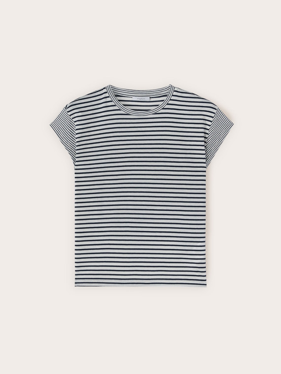 T-shirt &agrave; rayures en jersey de coton