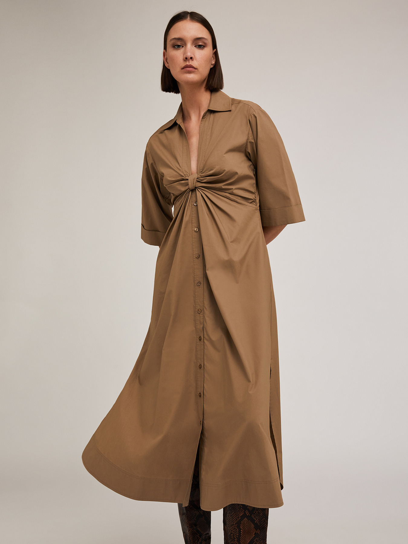 Vestido camisero con nudo image number 2