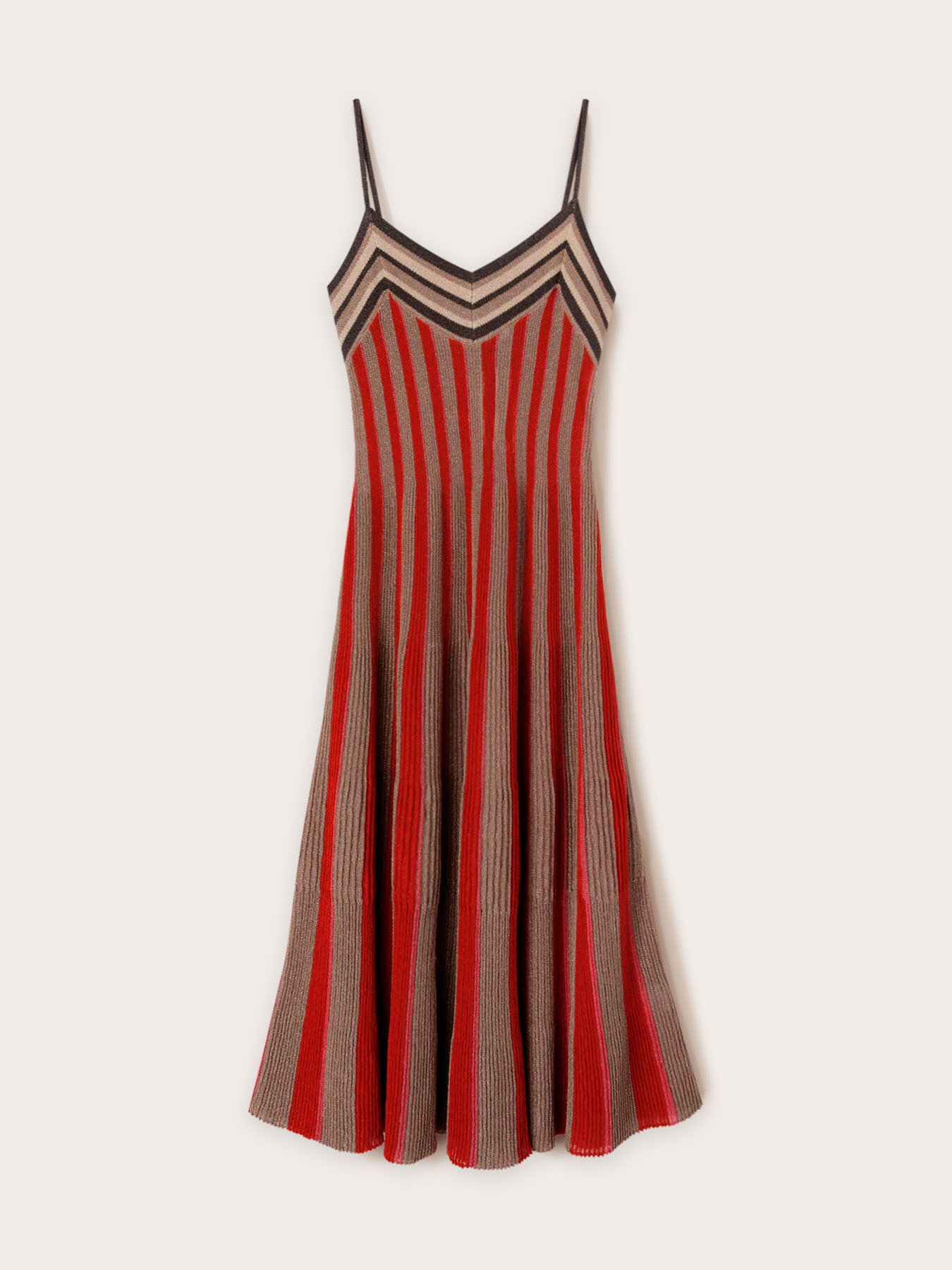 Robe &eacute;vas&eacute;e en maille lurex &agrave; rayures image number 4