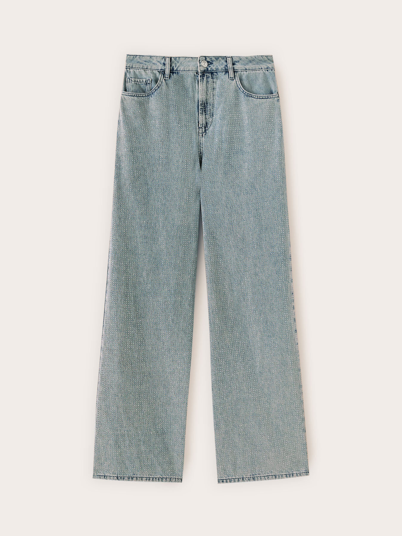 Palazzo-Jeans mit Kristallen image number 4