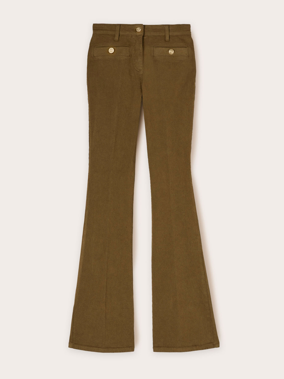 Cotton drill flare pants