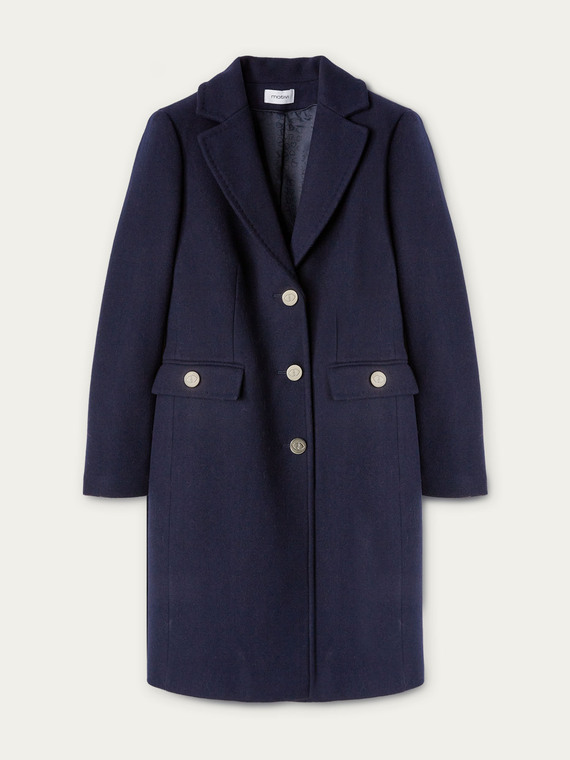 Long solid coloured cloth coat