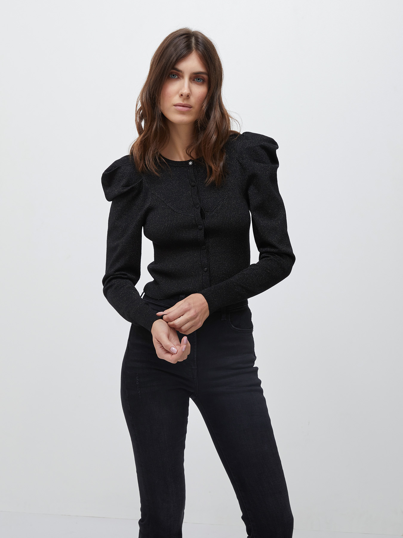 Cardigan mit Puff&auml;rmeln image number 0