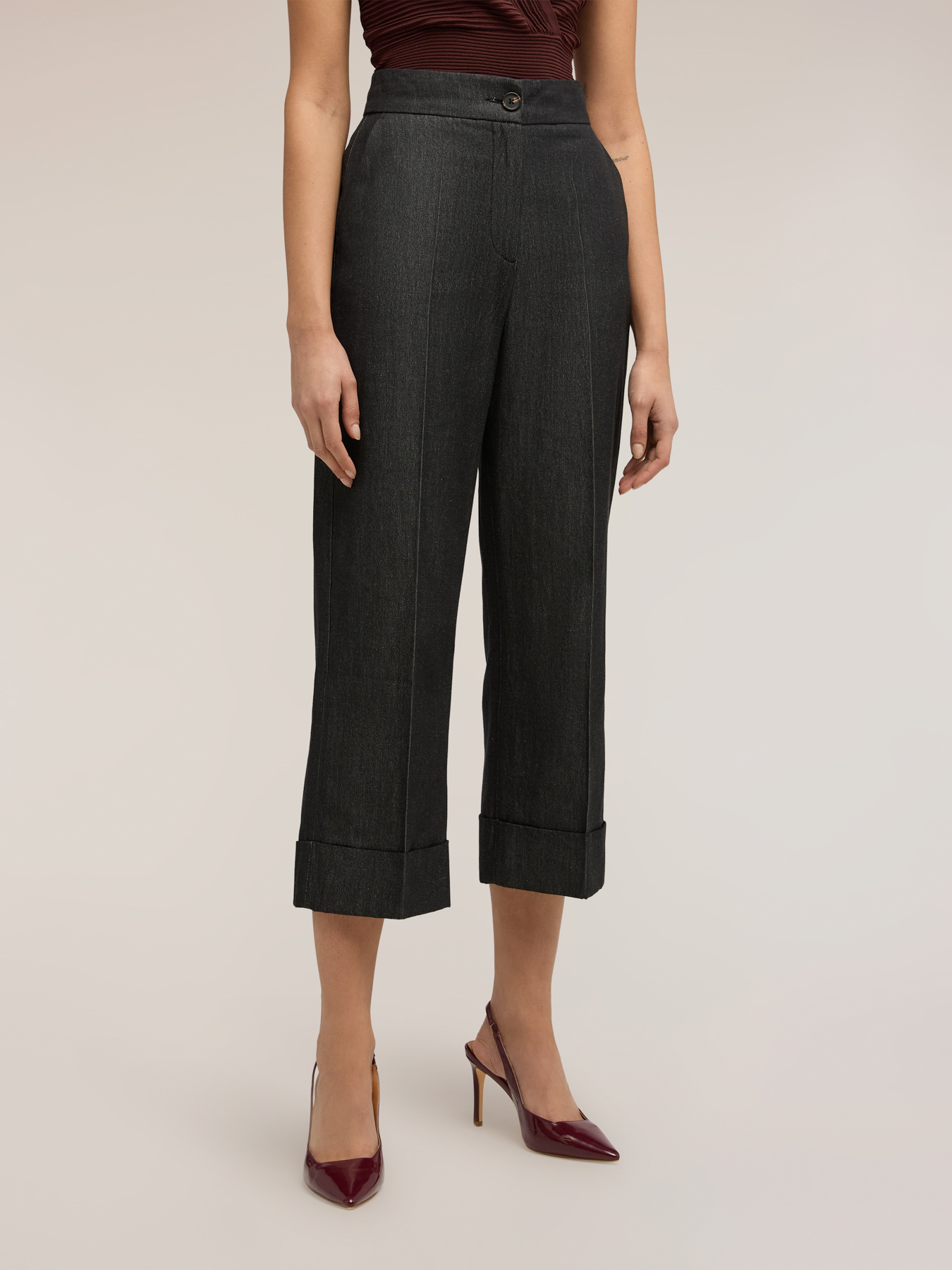 Pantalones cropped mezcla de ramio image number 2