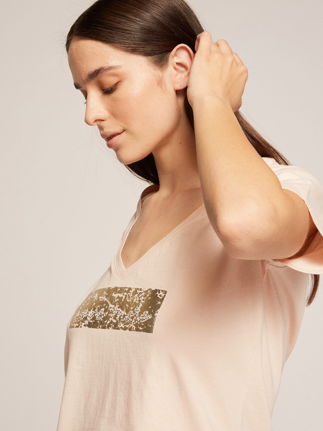 T-Shirt mit Schriftzug und Foliendruck image number 2