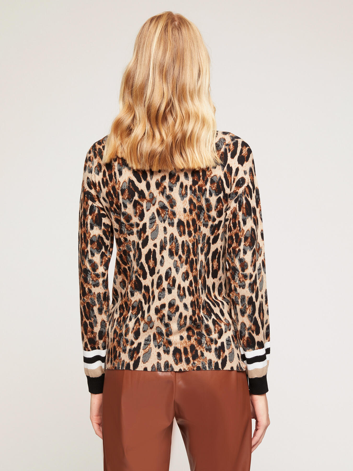 Pull en viscose m&eacute;lang&eacute;e motif animalier image number 1