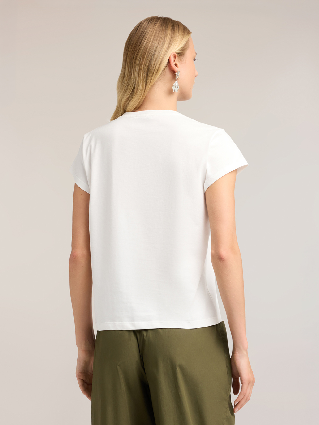T-shirt with lettering and stone embroidery image number 1