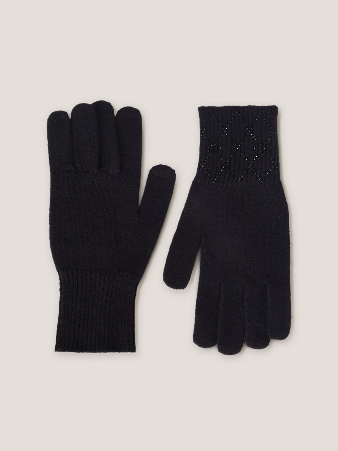 Gloves with micro rhinestones, Double Love pattern image number 1