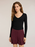 Flat rib knit sweater with V-neck image number 0