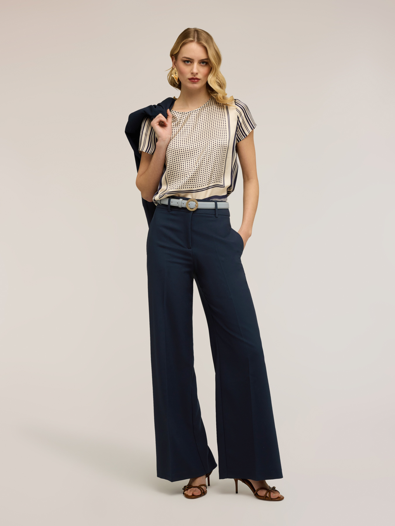 Satin blouse with foulard print image number 0