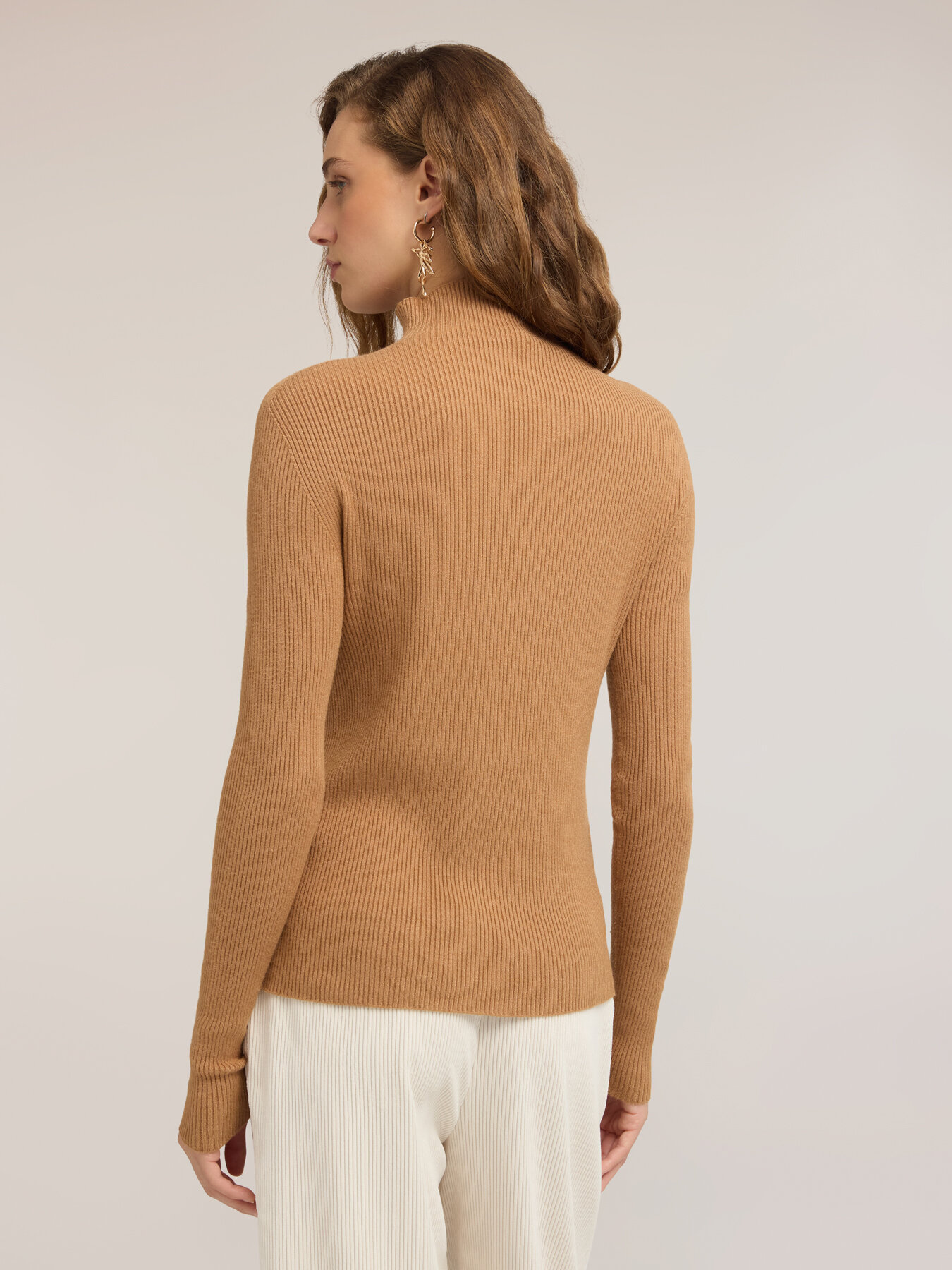 Ribbed viscose turtleneck sweater image number 1