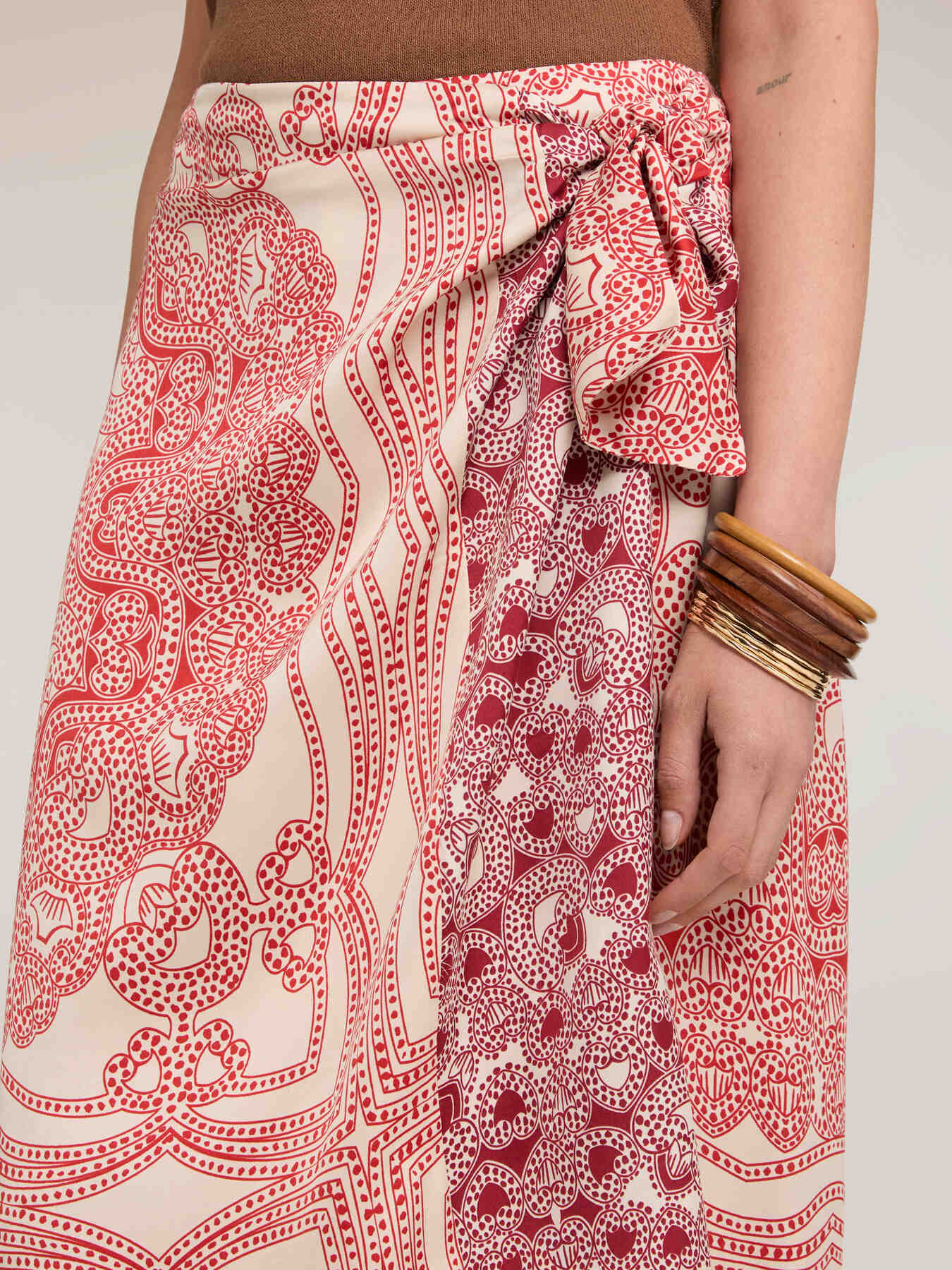 Satin pareo skirt with print image number 2