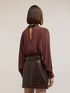 Fluid blouse with embroidered collar image number 1