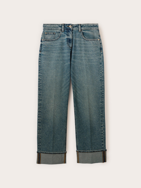 Jeans regular con dobladillo doblado