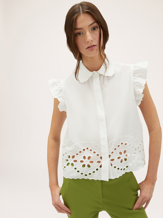Shirt with broderie anglaise embroidery