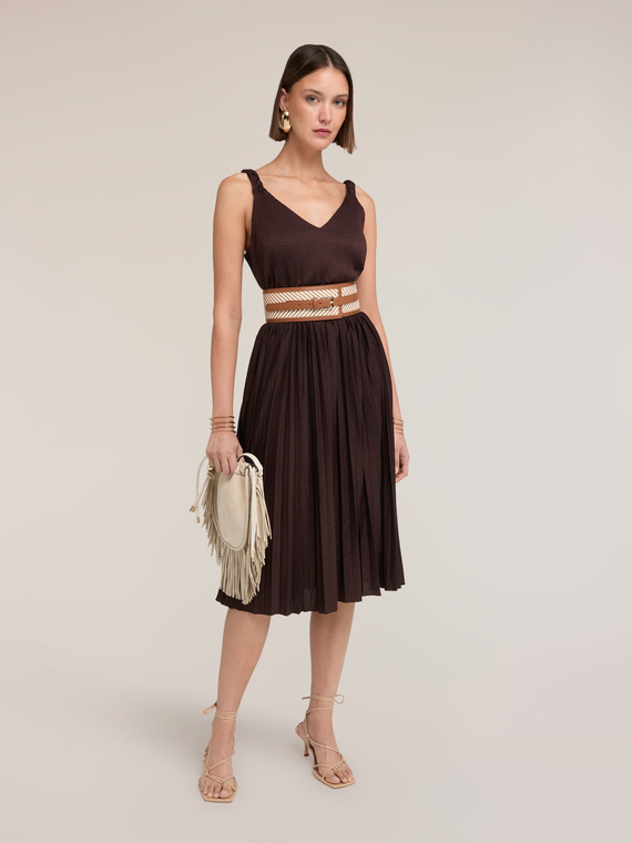 Geripptes Lurex-Jersey-Kleid