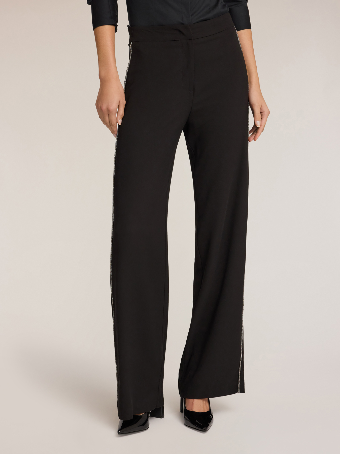 Pantaloni palazzo con piping gioiello image number 2