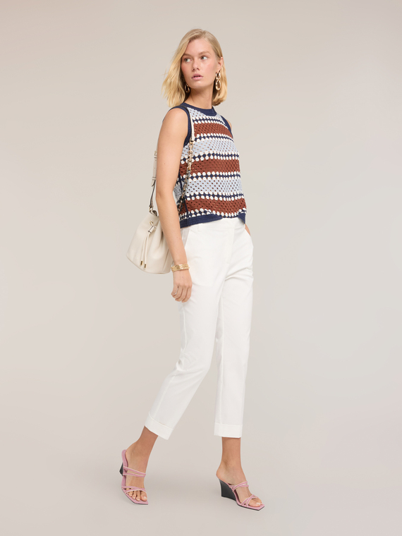 Pantalon court en m&eacute;lange de coton