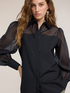 Poplin shirt with semi-sheer inserts image number 2