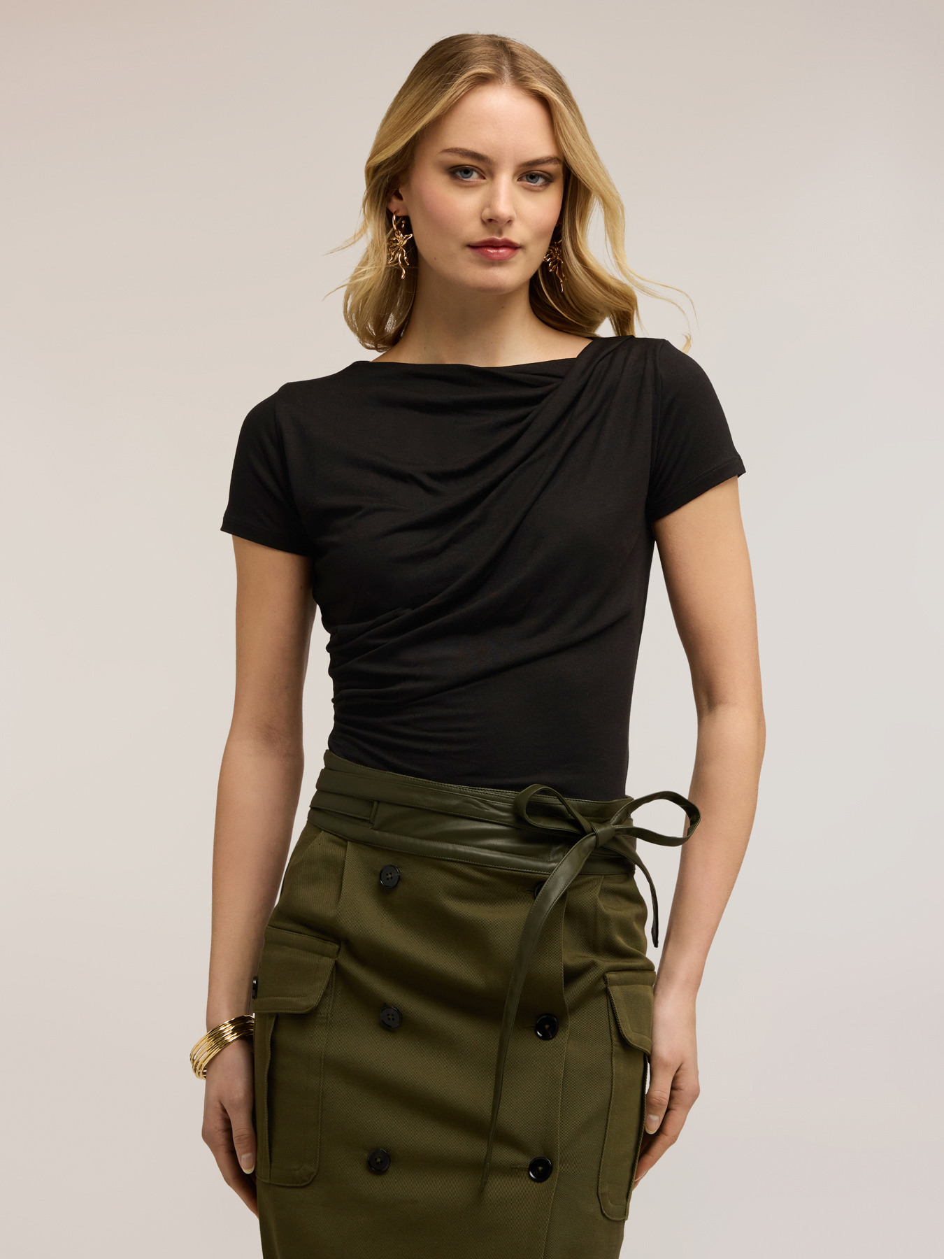 Draped jersey T-shirt image number 2