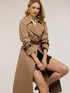 Mixed lyocell drill trench coat with belt image number 3