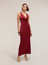 Robe longue en satin avec drap&eacute; image number 2