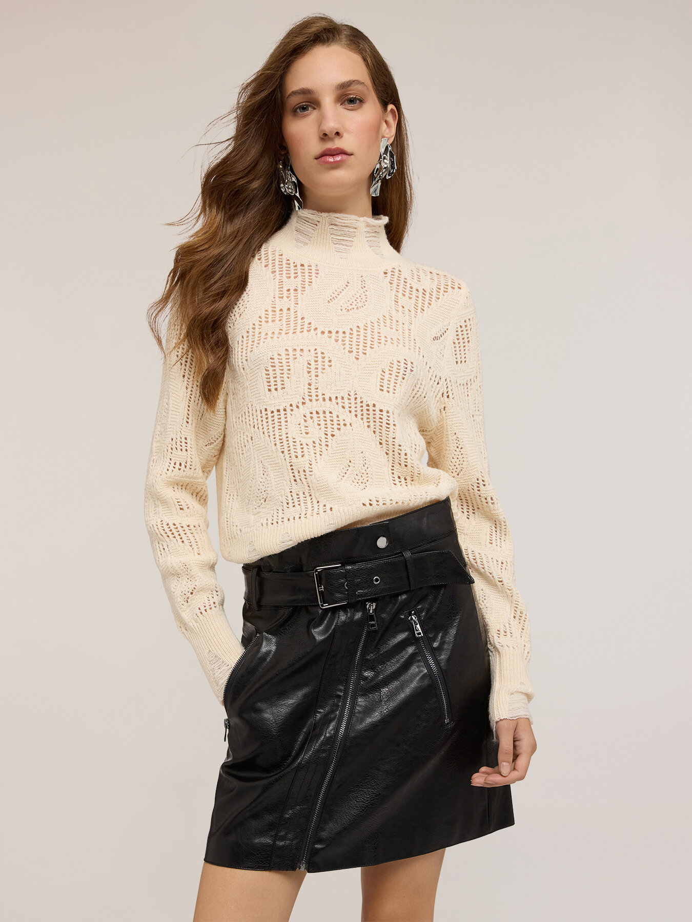 Openwork sweater with turtleneck image number 0