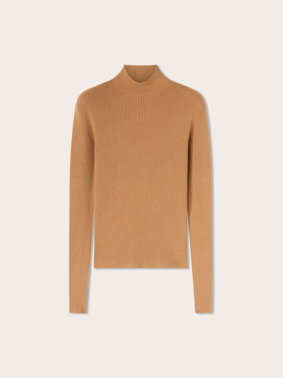 Gerippter Rollkragenpullover aus Viskose