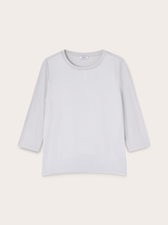 Tricou bimaterial cu m&acirc;neci trei sferturi