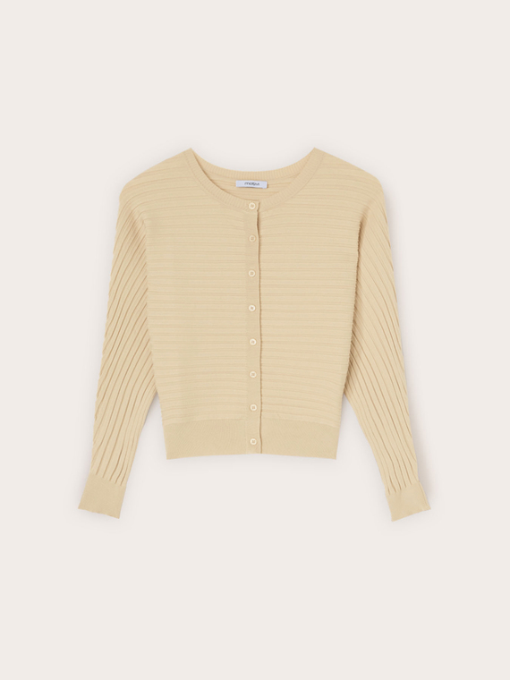 Cardigan in maglia a coste orizzontali