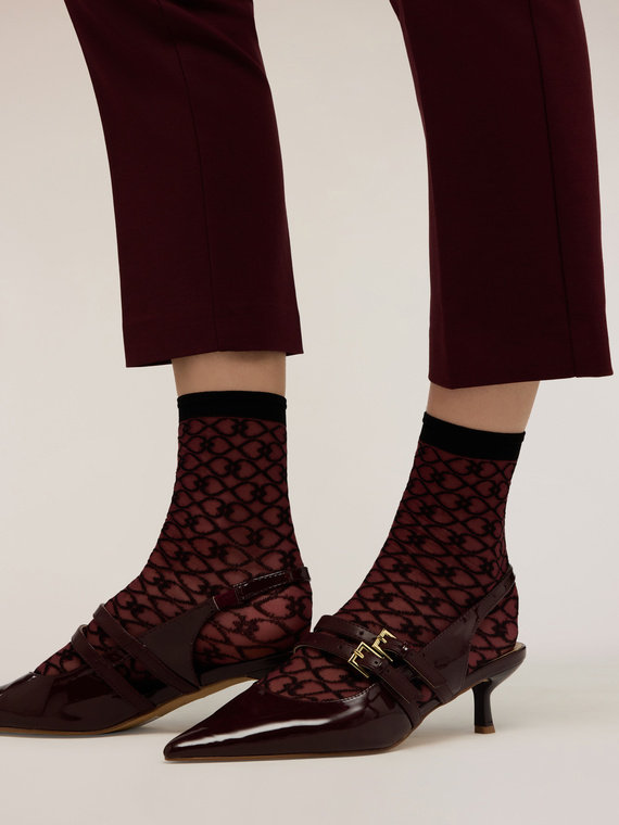 Kurze transparente Socken mit Double Love Logo