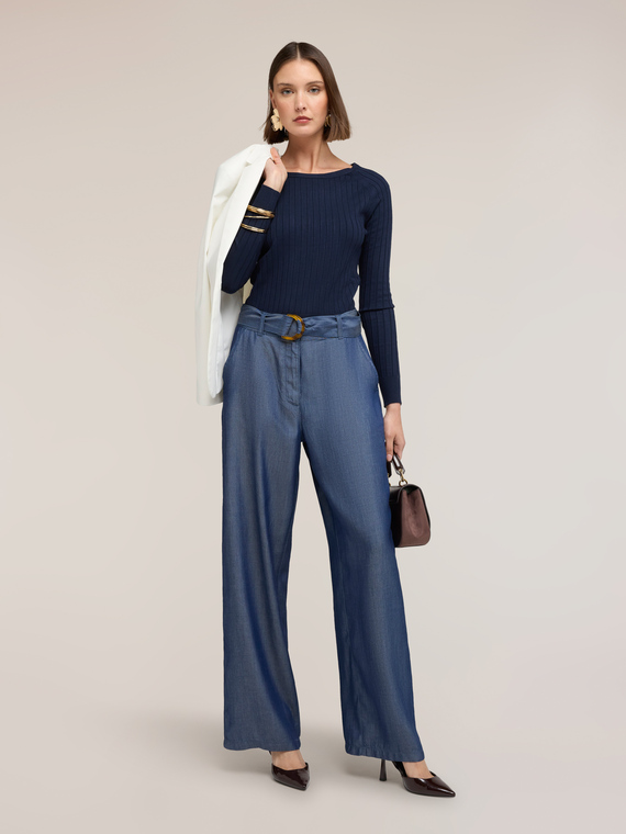 Mixed viscose ribbed top