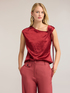 Satin top with draped asymmetric neckline image number 0