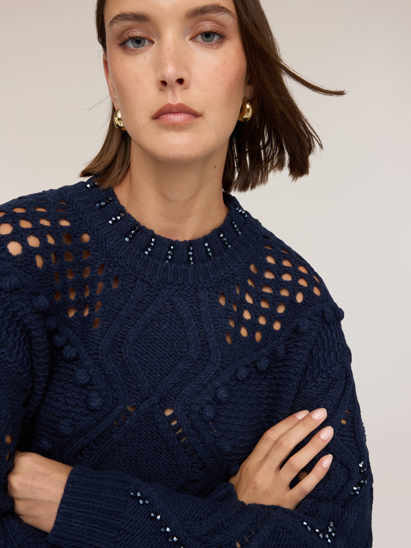 Ajour&eacute; mixed wool knitwear image number 3