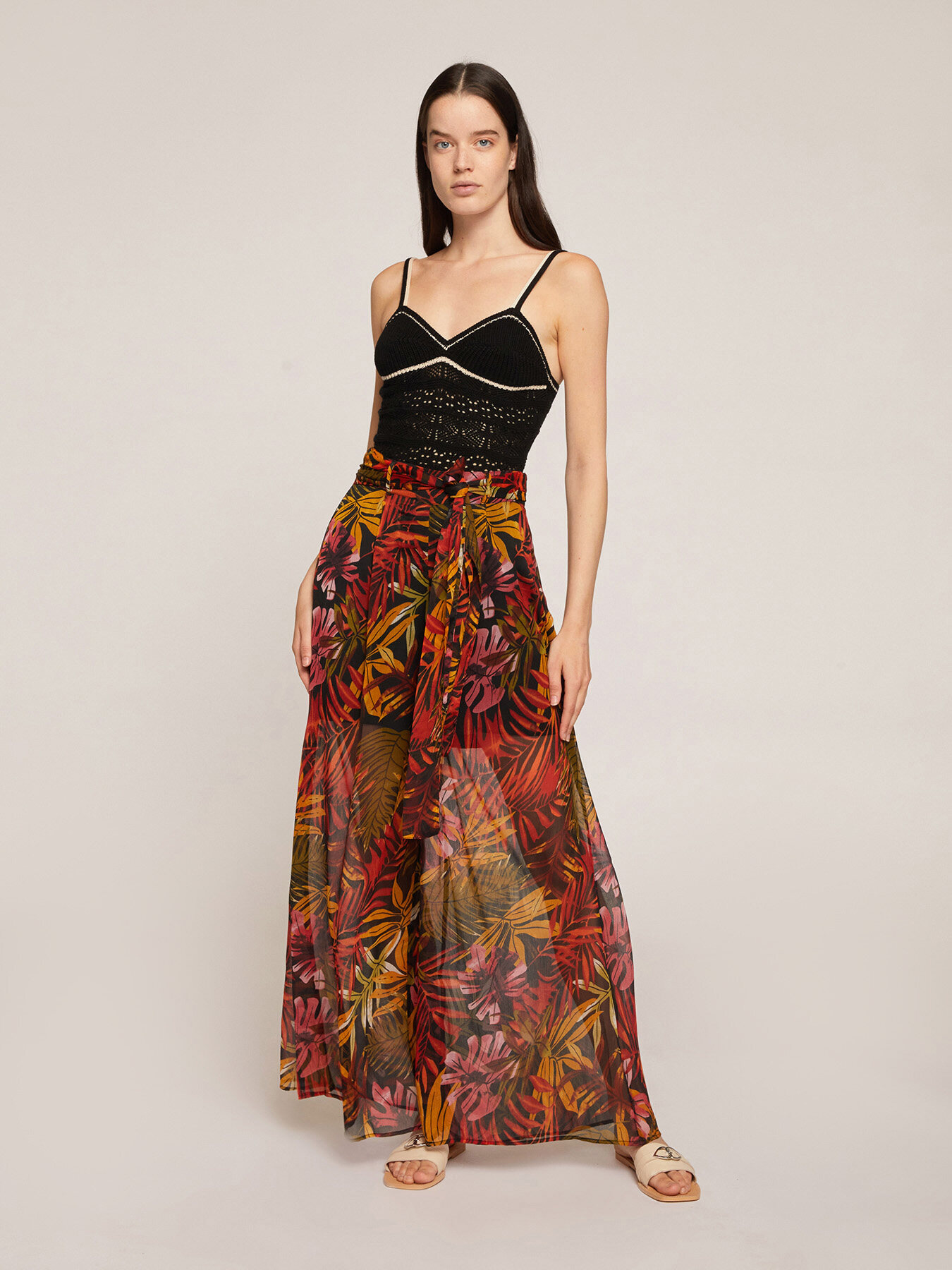 Palazzo trousers with jungle pattern image number 0