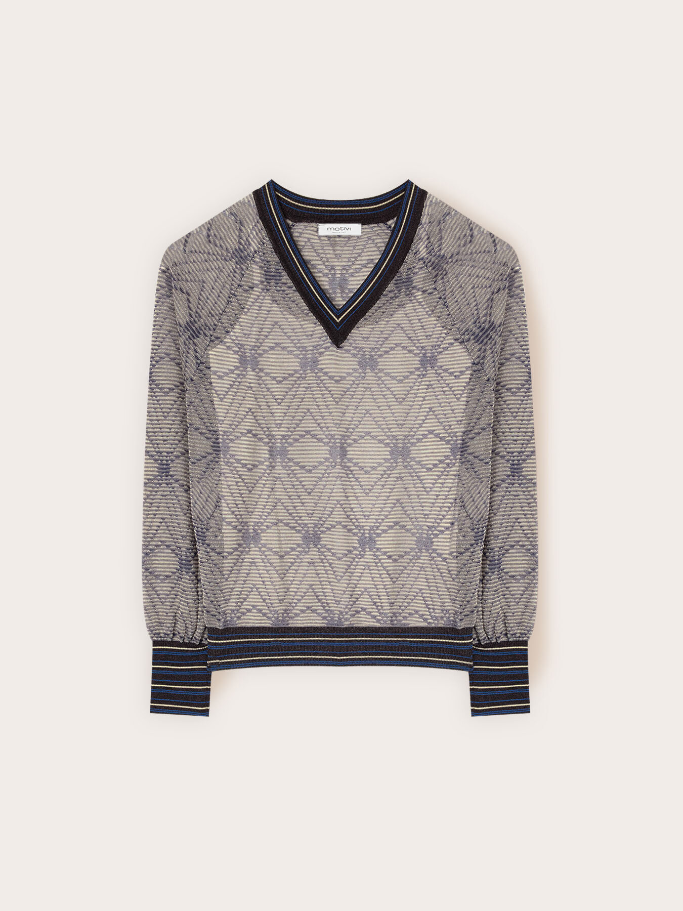 Maglia fantasia geometrica con top image number 4