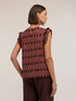 Cotton voile blouse with print and ruffle image number 1