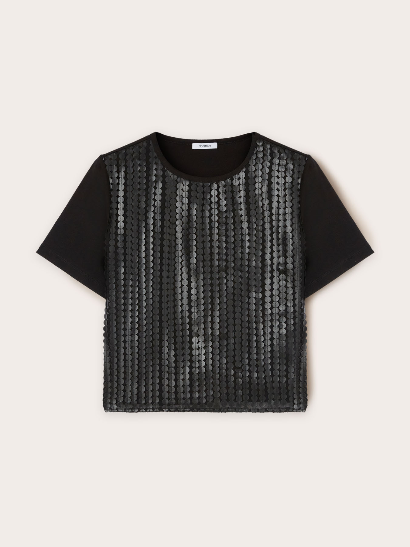 T-shirt with sequins in coated fabric image number 4