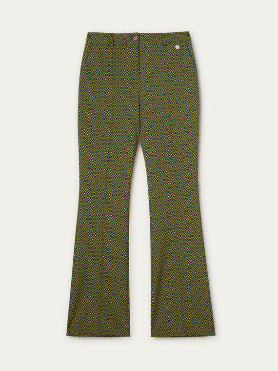 Pantaloni evazați cu imprimeu geometric