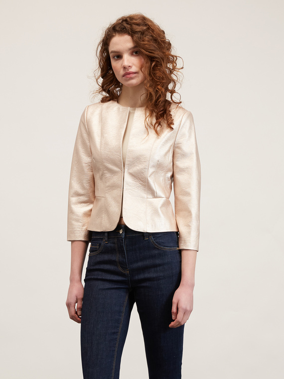 Short slim fit jacket in coated fabric