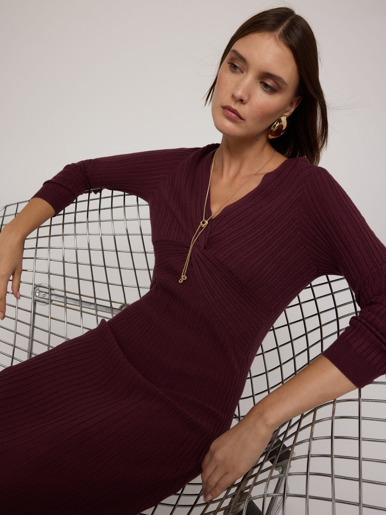 Rochie evazată din tricot nervurat image number 2